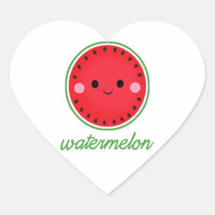 Kawaii Watermelon Hjärtformat Klistermärke