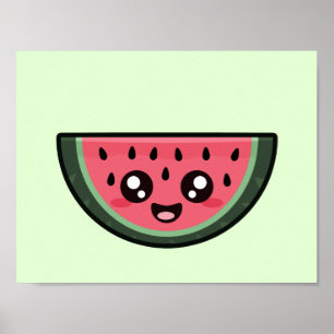 Kawaii Watermelon Poster