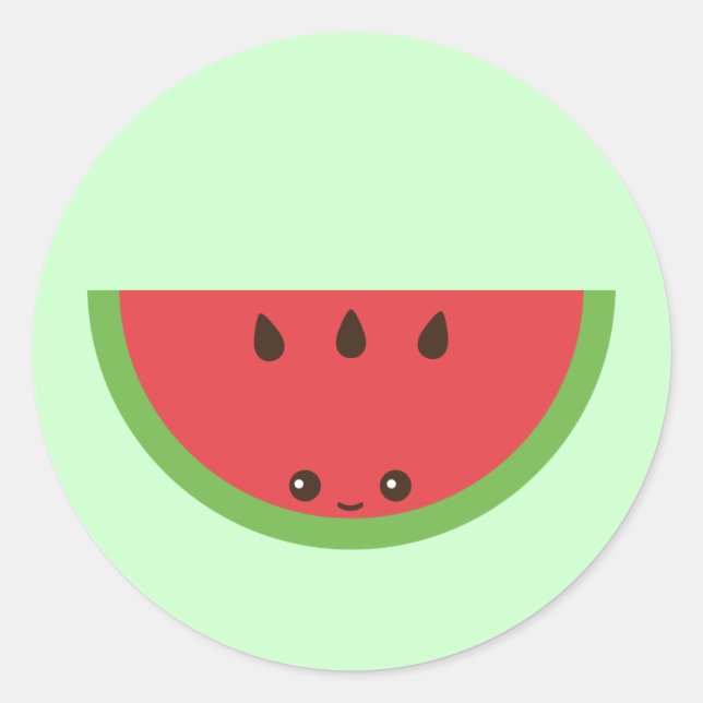 Kawaii Watermelon Runt Klistermärke (Framsida)