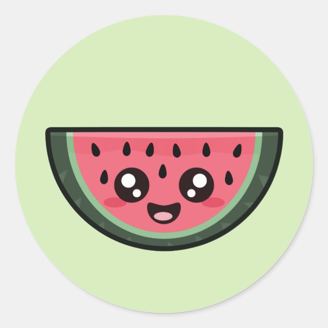 Kawaii Watermelon Runt Klistermärke (Framsida)