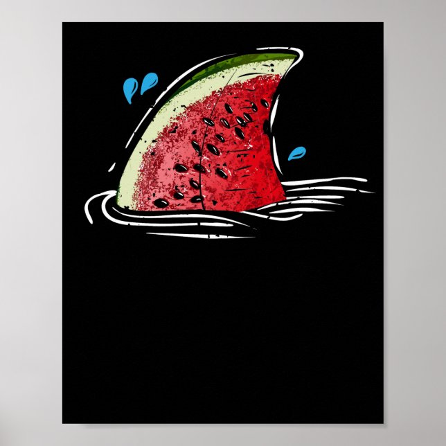 Kawaii Watermelon Shark Fin Family Summer Vacation Poster (Framsidan)