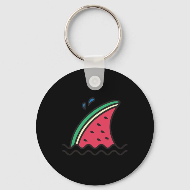 Kawaii Watermelon Shark Fin Funny Family Summer Va Nyckelring (Framsida)