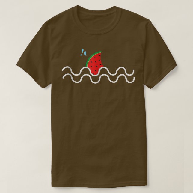 Kawaii Watermelon Shark Fin Tropical Fruit Sommar T Shirt (Design framsida)