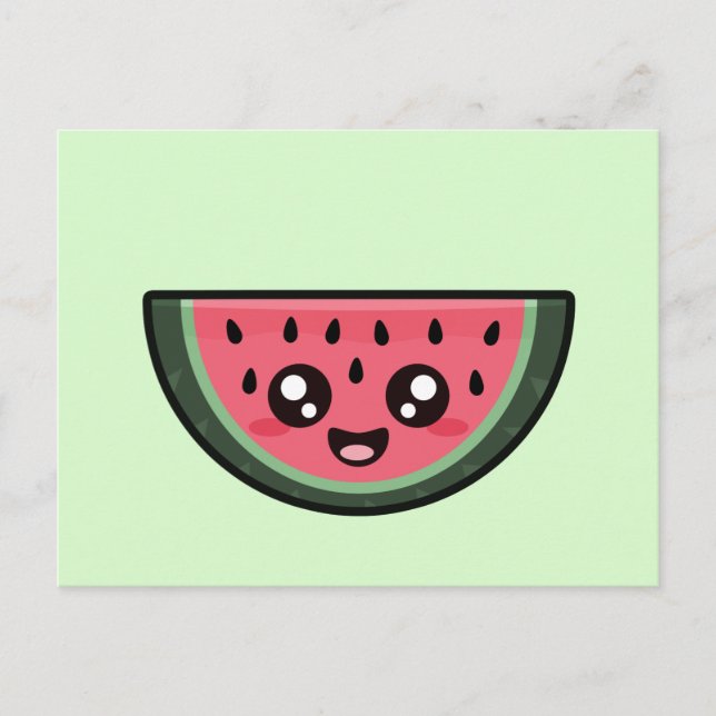 Kawaii Watermelon Vykort (Framsida)