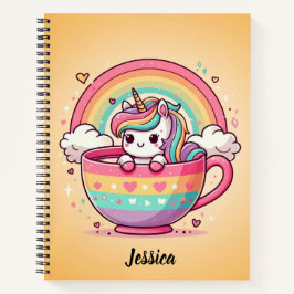 Kawaii Whimsical Rainbow Unicorn Notebook