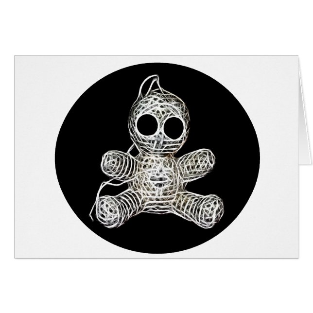 Kawaii White Voodoo Doll Funny Magic Leksak Hälsningskort (Framsidan Horizontal)