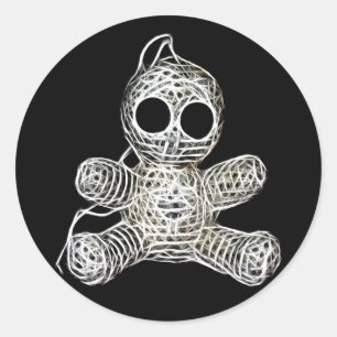 Kawaii White Voodoo Doll Funny Magic Leksak Runt Klistermärke