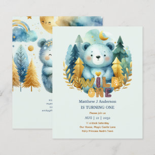 Kawaii WILD ONE 1:a födelsedags pojkar BEAR Woodla