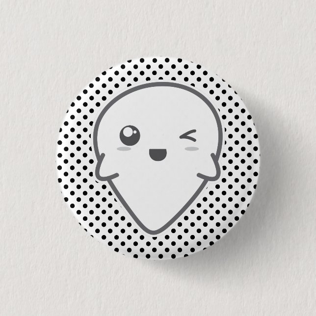 Kawaii Winking Ghost Button Knapp (Framsida)
