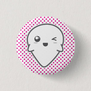 Kawaii Winking Ghost Button Knapp