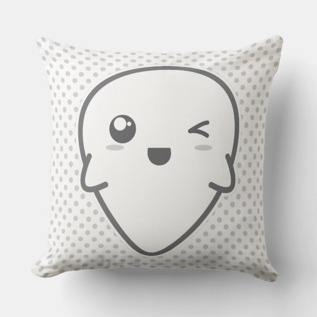 Kawaii Winking Ghost Dekorativ kudde (Framsida)