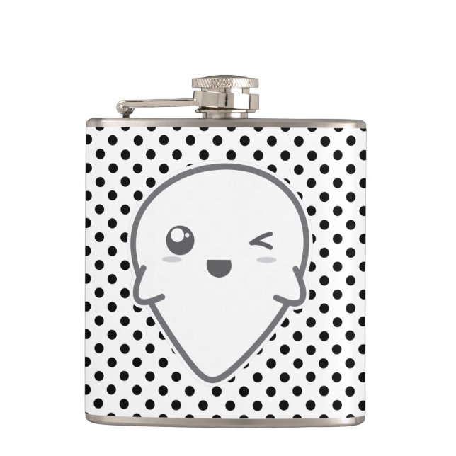 Kawaii Winking Ghost Flask Fickplunta (Framsidan)