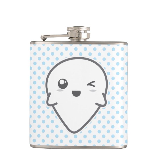 Kawaii Winking Ghost Flask Fickplunta (Framsidan)