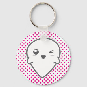 Kawaii Winking Ghost Keychain Nyckelring