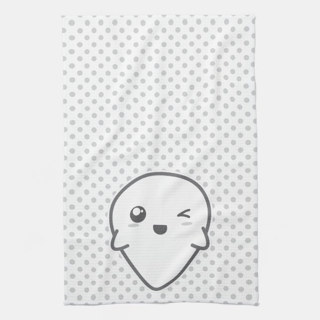 Kawaii Winking Ghost Kitchen Towel Kökshandduk (Vertikal)