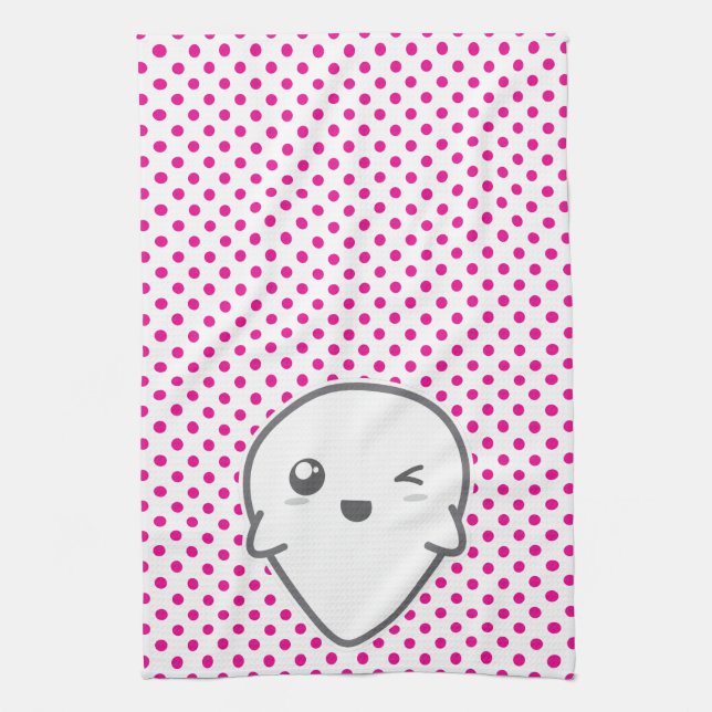 Kawaii Winking Ghost Kitchen Towel Kökshandduk (Vertikal)