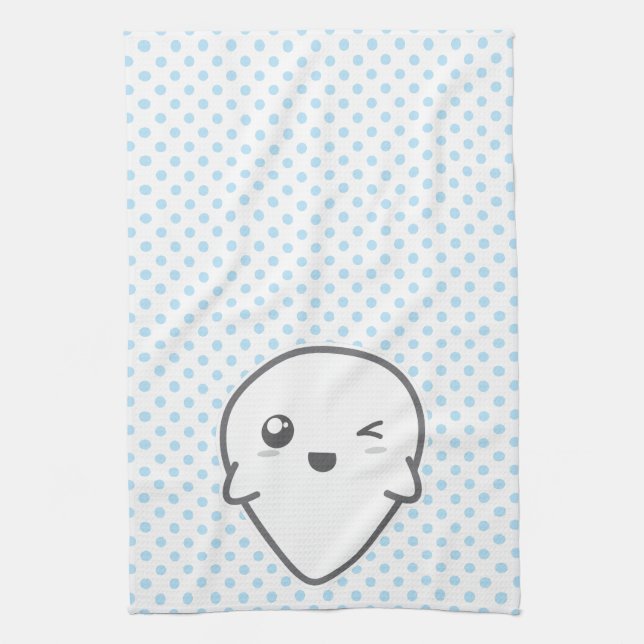 Kawaii Winking Ghost Kitchen Towel Kökshandduk (Vertikal)
