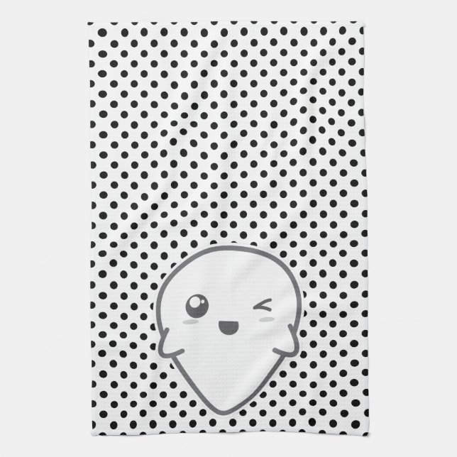 Kawaii Winking Ghost Kitchen Towel Kökshandduk (Vertikal)