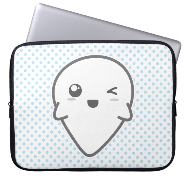Kawaii Winking Ghost Laptop sleeve (Framsidan)