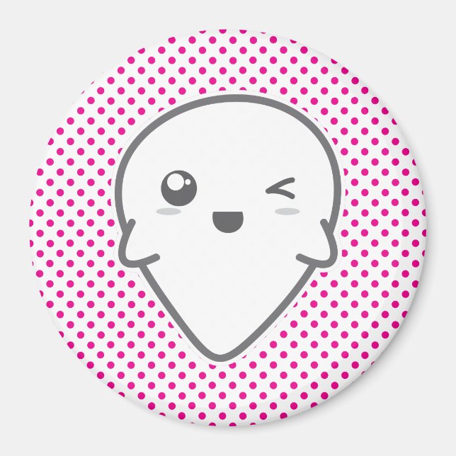 Kawaii Winking Ghost Magnet (Framsidan)