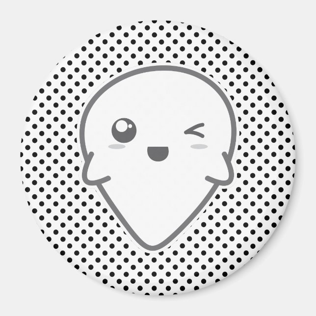 Kawaii Winking Ghost Magnet (Framsidan)