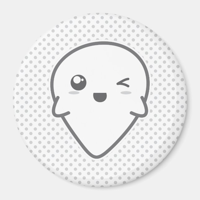 Kawaii Winking Ghost Magnet (Framsidan)