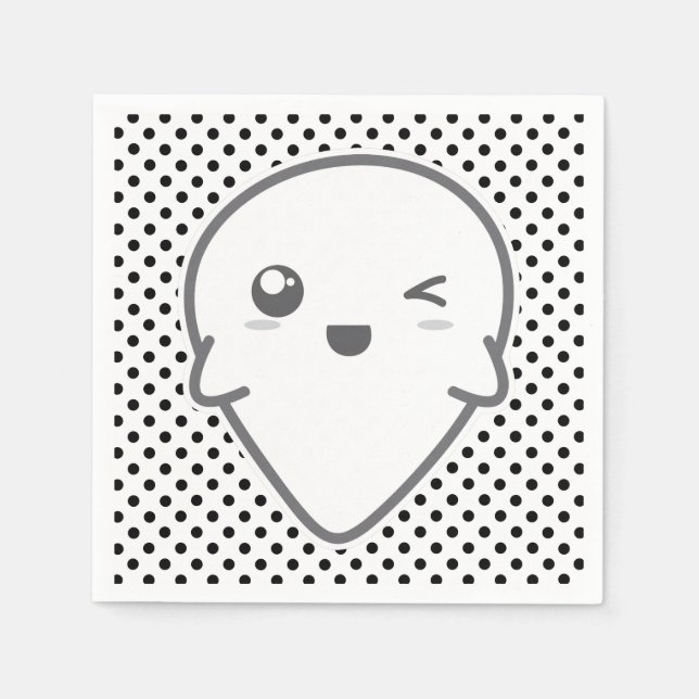 Kawaii Winking Ghost Napkins Pappersservett (Framsidan)