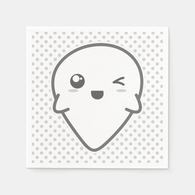 Kawaii Winking Ghost Napkins Pappersservett (Framsidan)