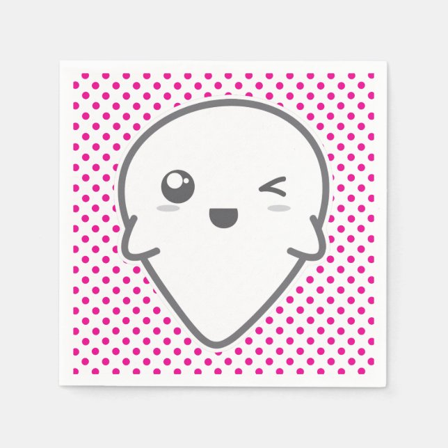 Kawaii Winking Ghost Napkins Pappersservett (Framsidan)