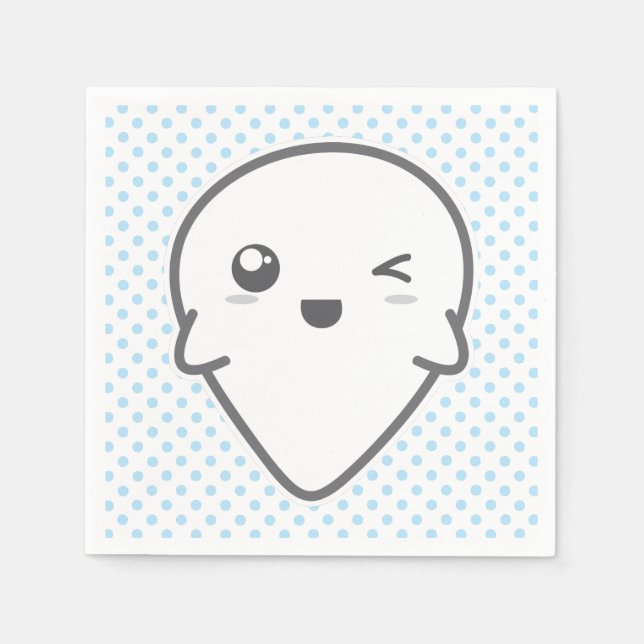 Kawaii Winking Ghost Napkins Pappersservett (Framsidan)