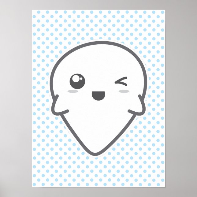 Kawaii Winking Ghost Poster Skriv ut (Framsidan)