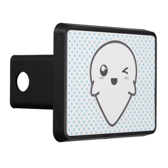Kawaii Winking Ghost Trailer Hitch Cover Skydd För Dragkrok (Höger)