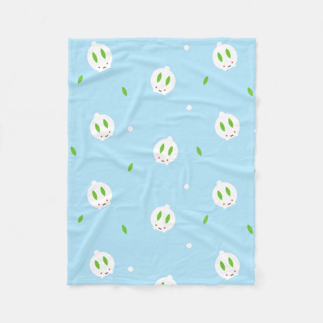 Kawaii Winter Snö Bunny Fleecefilt (Framsidan)