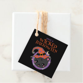 Kawaii Witch Cat Halloween Gåvor Etiketter