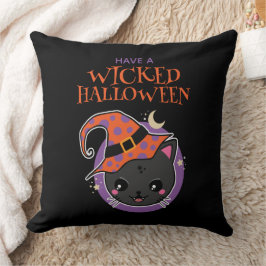 Kawaii Witch Cat Halloween Kudde