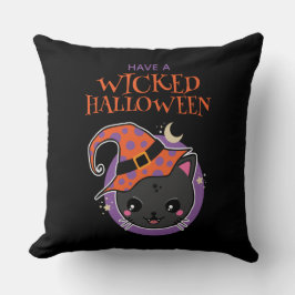 Kawaii Witch Cat Halloween Kudde