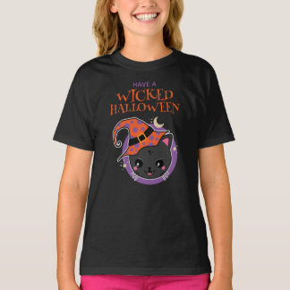 Kawaii Witch Cat Halloween T Shirt