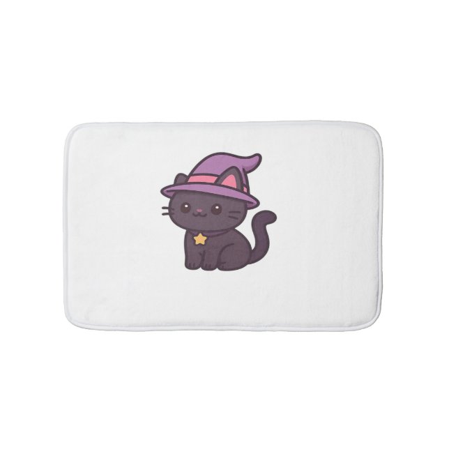 Kawaii Witch Cat in Lila Hat Classic T-Shirt Badrumsmatta (Framsidan)