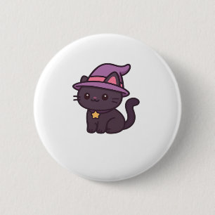 Kawaii Witch Cat in Lila Hat Classic T-Shirt Knapp