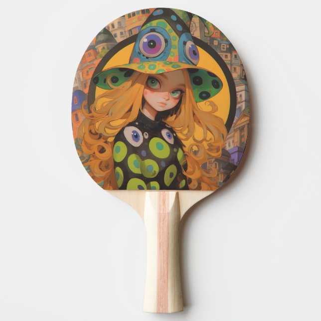 Kawaii Witch & Eyeball Hat i Fantasy City Pingisracket (Framsidan)