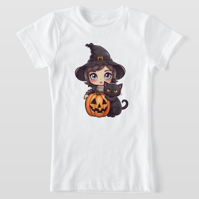 Kawaii Witch Girl T Shirt (Laydown)