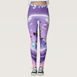 Kawaii Witch Snow Globe Leggings Purple