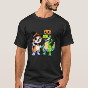 Kawaii Witchy Hund Pumpkin Dinosaur Kids Kärlek T Shirt