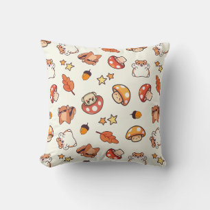 Kawaii Woodland Animals och Mushroom Mönster Kudde