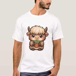 Kawaii Yak with Succulent T Shirt