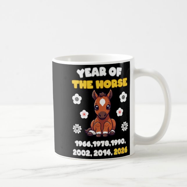 Kawaii Year Of Horse Chinese Zodiac 2026 Animal  Kaffemugg (Höger)