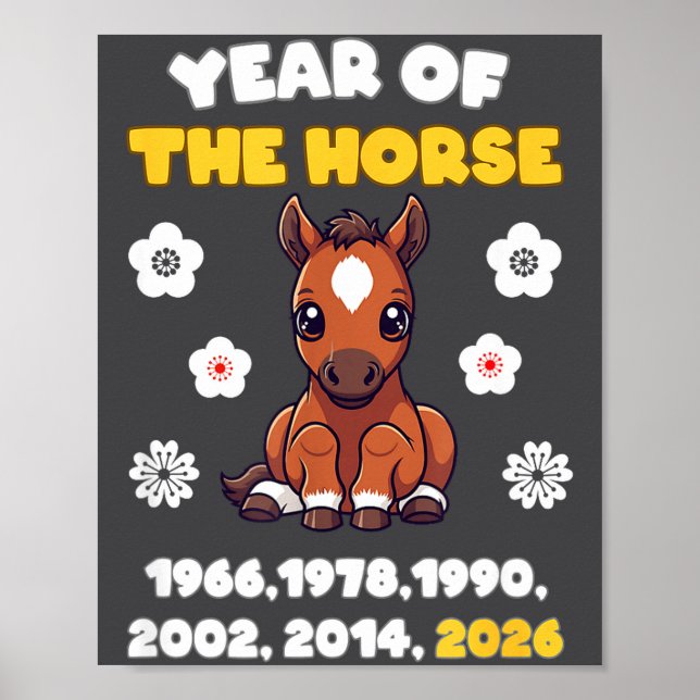Kawaii Year Of Horse Chinese Zodiac 2026 Animal  Poster (Framsidan)