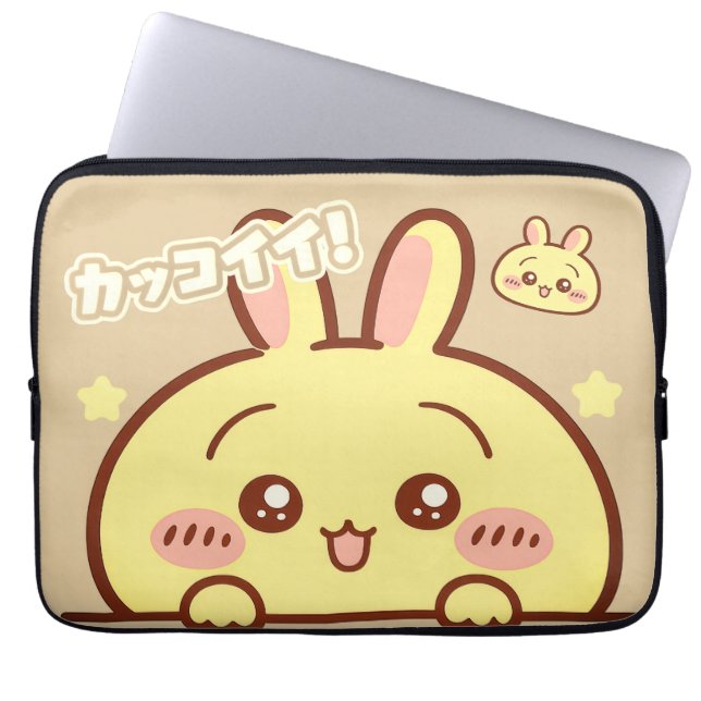 Kawaii Yellow Bunny Laptop Sleeve (Framsidan)