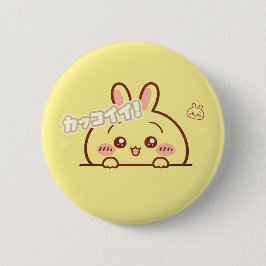 Kawaii Yellow Bunny Pin - Cute Aesthetic Round But Knapp