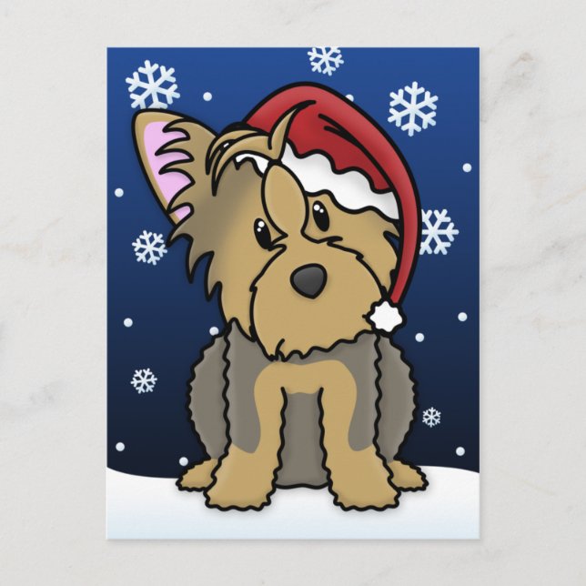 Kawaii Yorkie julvykort Helg Vykort (Framsida)